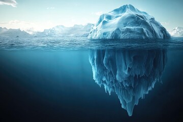 Poster - A massive iceberg floats in the calm waters of the ocean, surrounded by sea and sky