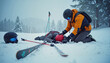 © Irina - Ski instructor providing first aid to a fallen skier on a snowy slope