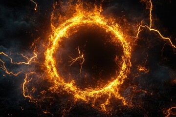 Poster - Flames engulfing the air with electrifying lightening bolts emerging from within