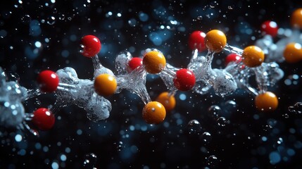 Poster - hydrogen and molecules 3d rendering