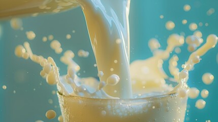 Poster - A glass being filled with milk