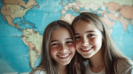 Poster - Two young women standing side by side, possibly friends or siblings
