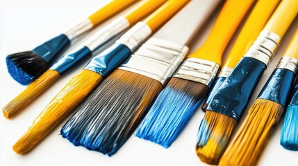 Aufkleber - A collection of paintbrushes placed neatly on a table