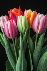 Aufkleber - A bouquet of tulips arranged in a decorative vase, perfect for home decor or gift giving