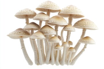 Poster - A close-up shot of various mushrooms on a plain white surface