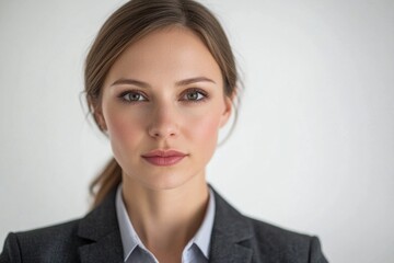 Aufkleber - A professional woman poses for a photograph in her business attire, ready to capture the perfect shot