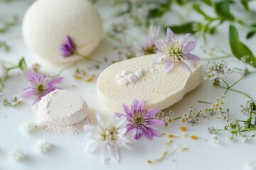 Poster - A pair of colorful bath bombs resting on a flat surface, perfect for bathroom decor or gift giving