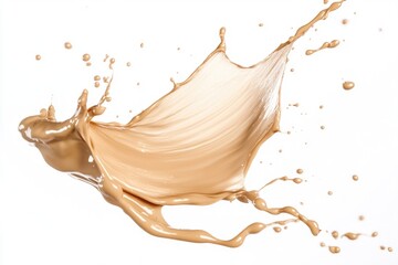 Poster - A small amount of liquid splashes onto a white surface, creating a colorful and dynamic pattern