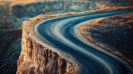 Poster - A scenic mountain road surrounded by nature