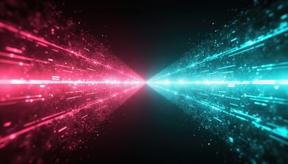 Poster - Futuristic light beams and glowing trails in motion creating a tunnel effect with speed lines