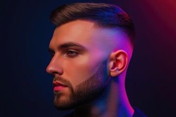 Aufkleber - A close-up shot of a man's face with a beard, suitable for use in portraits or editorial features