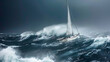 © MDShah - sailboat in the sea during storm. high resolution image. created with Generative AI technology