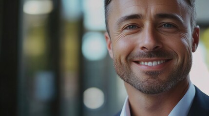 Poster - A close-up shot of a person dressed in a suit and tie, suitable for business or professional use