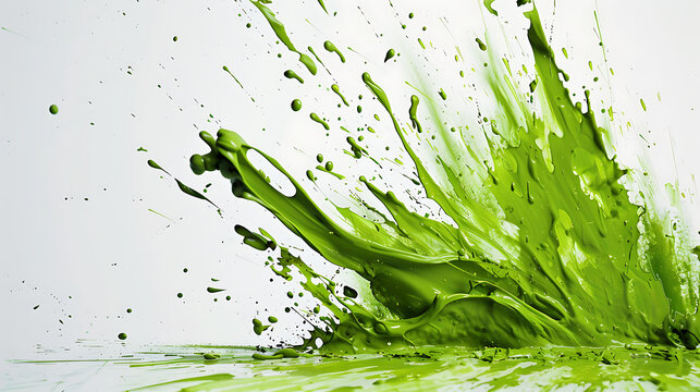 Bright green splash on white background