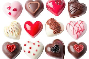 Poster - Assorted chocolates arranged in a heart shape, perfect for Valentine's Day or romantic gifts