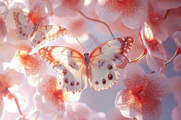 Poster - Close-up view of a colorful butterfly sitting on a flower, with intricate details and textures