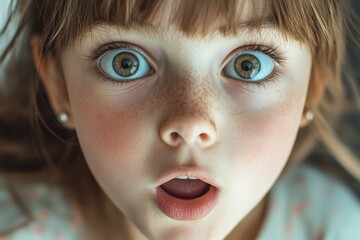 Poster - A young child's face with bright blue eyes, perfect for capturing innocence and youthfulness