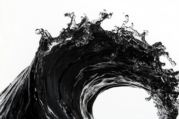 Poster - A dramatic black and white photograph of a large ocean wave