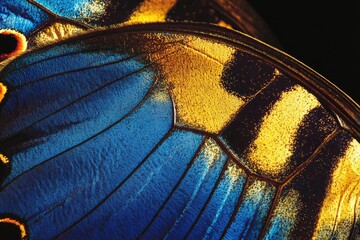 Poster - A detailed shot of a butterfly's colorful wing, great for illustrations and designs
