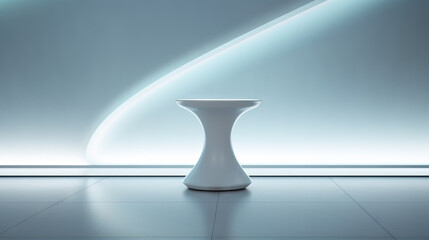 Poster - Futuristic pedestal with neon glow. Product presentation mock up for cosmetic product display. Podium, stage, pedestal or platform.