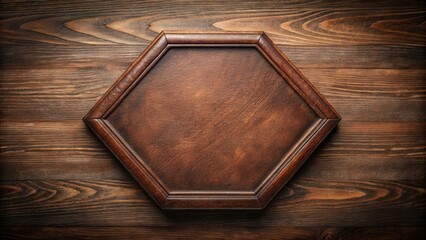 Aufkleber - A Rustic Octagonal Wooden Frame on a Dark Wood Surface