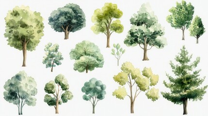 Poster - Watercolor painting of tree silhouettes, soft and dreamy