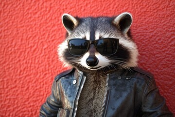 Poster - A raccoon with stylish accessories posing for the camera