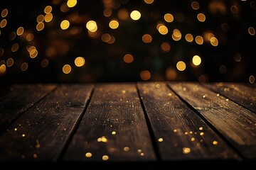 Poster - A wooden table lit by soft background lighting