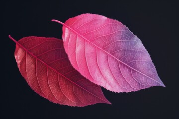 Poster - Delicate pink and purple leaves on a dark background, great for nature or design concepts