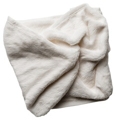 A soft, folded, white plush blanket