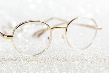 Poster - A pair of glasses resting on a table surface