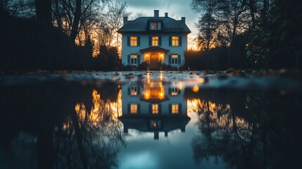 Wall Mural - Enchanting House Reflection at Twilight