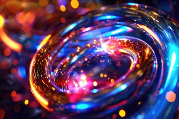 Poster - A spiral shaped object with bright lights in the background, great for sci-fi or futuristic concepts