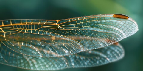 Poster - Close-up view of a dragonfly's delicate wing with intricate patterns and veins