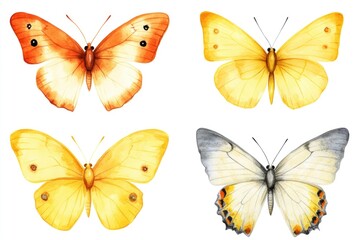 Poster - Four colorful butterflies on a white background
