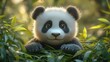 © Hvkk - panda and retro chinese bamboo slip 3d rendering