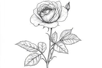 Poster - A simple and elegant illustration of a rose on a white background, suitable for various design projects