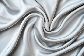 Poster - Smooth silver satin fabric forming elegant swirls and folds