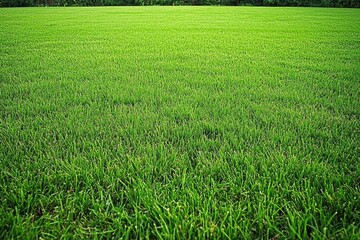 Poster - A serene landscape featuring a lush green field with trees in the background, perfect for outdoor or nature-inspired projects