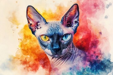 Wall Mural - A close-up shot of a cat with striking blue eyes