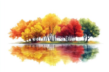 Poster - A group of trees standing close to a body of water, perfect for outdoor scenes, nature photography, or landscape designs