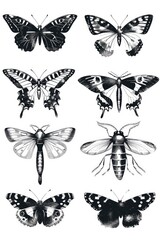 Poster - Six colorful species of butterflies and moths on a natural background
