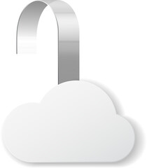 Poster - Blank cloud shaped wobblers on a metallic hanger for product promotion in stores. Versatile tools for advertising, discounts, and engaging shoppers in retail settings