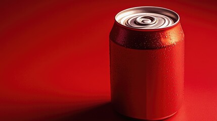 Poster - A can of soda sitting on a red surface, great for commercial or personal use
