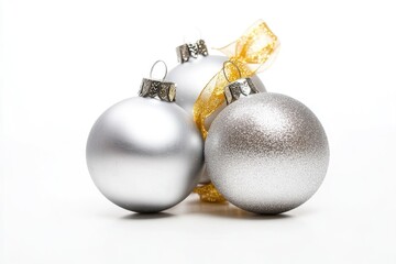 Poster - Christmas ornaments on white surface, ideal for holiday cards or decorations