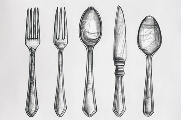 Poster - A set of three kitchen utensils, including a spoon, fork, and knife