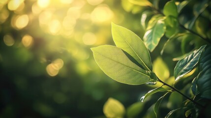 Poster - A close-up shot of a single leaf on a tree, with intricate details and texture