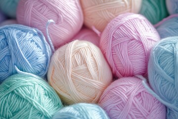 Poster - A bundle of colorful yarn balls piled high, perfect for crafting and DIY projects