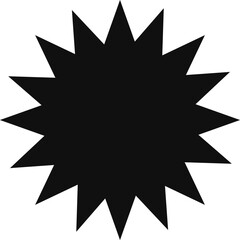 Poster - Striking black starburst shape commands attention with its numerous sharp points radiating outward, creating a dynamic and energetic visual