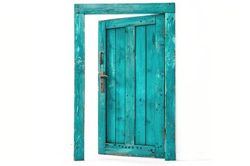 Poster - A single open door with a handle on a plain white wall, ideal for use in real estate, office or home settings